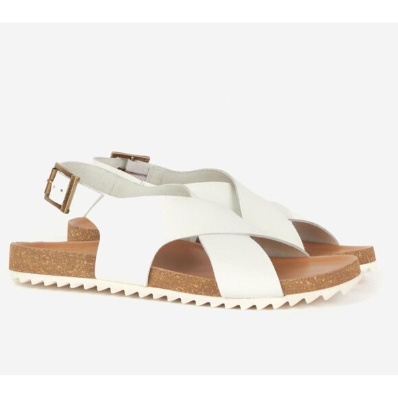 Barbour White Sandals with Adjustable Straps and Cork Footbed - Picture 1 of 9